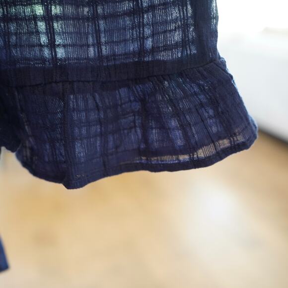 NWT SET 2 ANTHROPOLOGIE LACE TUNIC TOP &‎ SHORTS LOUNGE SLEEP PAJAMA NAVY XS - Picture 9 of 9
